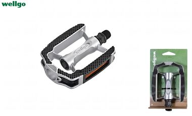 Педали WELLGO, платформенные (комплект 2 шт.), алюминиевые, ось 9/16", 105x80 мм, с эластомерными накладками, CITY, C-169DU, блистер (WLGC169DU)