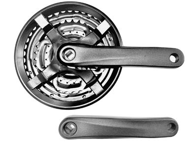 Комплект шатунов (система) 170 мм, 28/38/48T, Алюминиевые шатуны, SQR, 9/16", с пластик. защитой, YP-1066-3, ANHUI M&B (черный, УТ00022015)