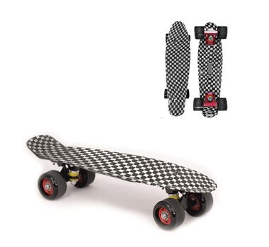 Скейтборд (пенниборд) Black Aqua 22", Alu, ABEC-7, колеса PU 60x45, WX-204, Two-Way PRINT (черный/белый, УТ00021066)