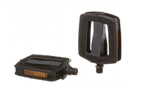 Педали, пластик/сталь, платформенные (комплект 2 шт.), 9/16", 111x89 мм, подшипники скольжения, пластик, со шкуркой, CITY, FP-893ZU, FEIMIN